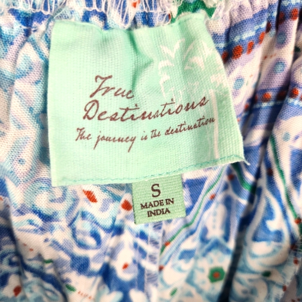 True Destinations Size S Blue Patterned Wide Leg … - image 5